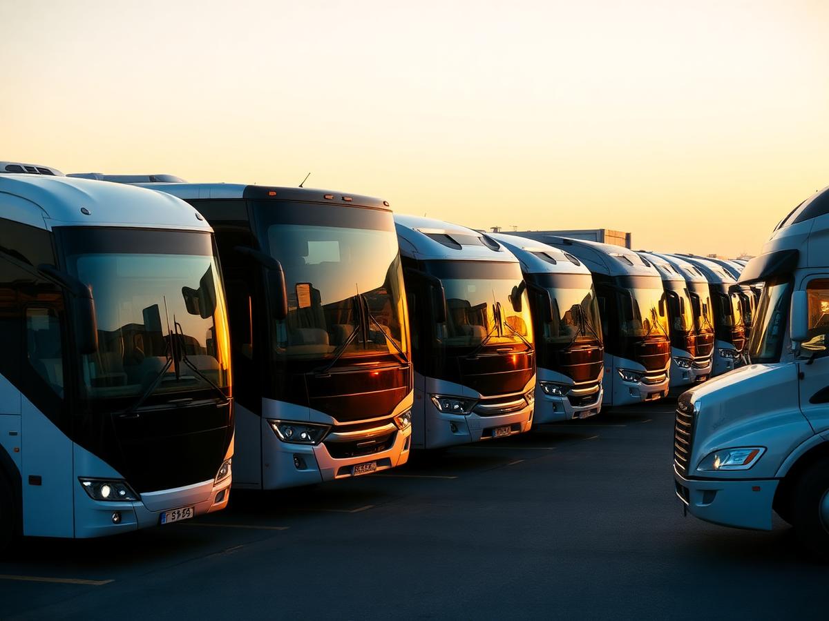 Flotilla de autobuses y camiones